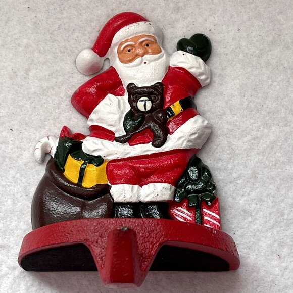 Lillian Vernon Cast Iron Christmas Santa Claus Stocking Holder Hanger Vtg 1990 - Picture 13 of 14